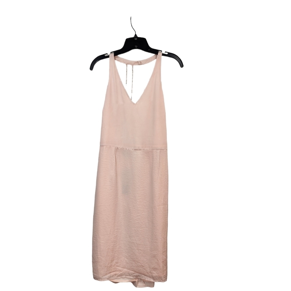 Bebe Women's Halter Neck Backless Rhinestone Chain Straps Mini Dress - 12
